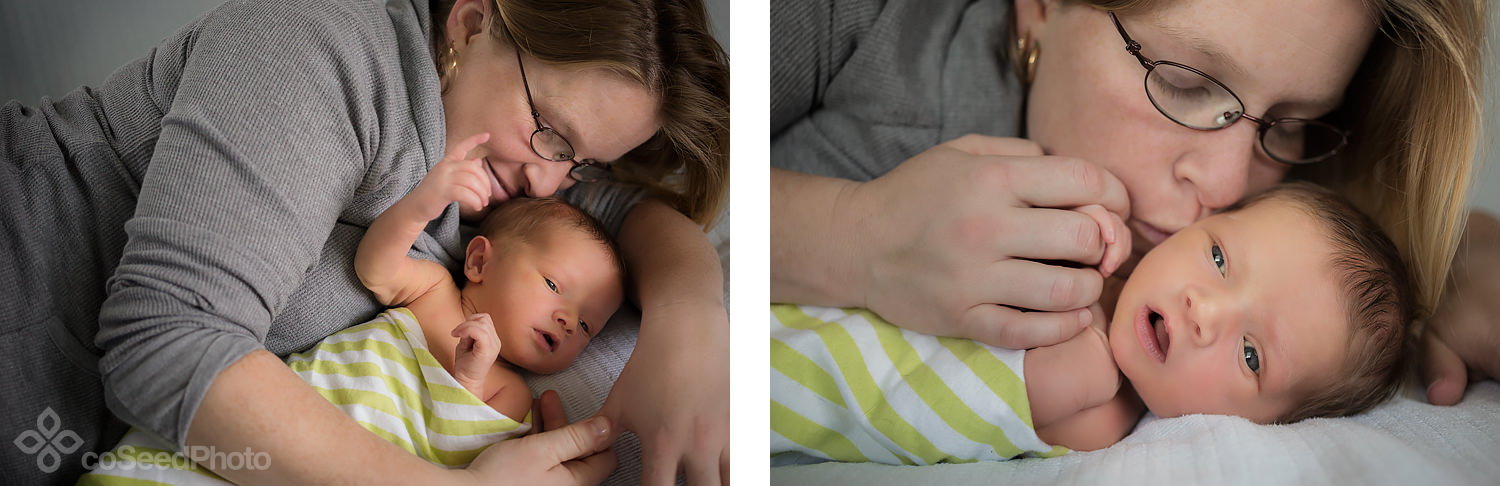 New mom Nicole cuddles up with newborn Declan.