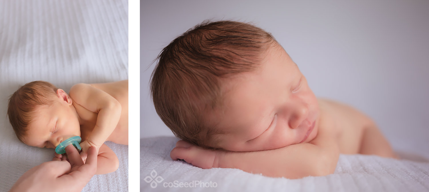 Newborn Declan falling asleep.