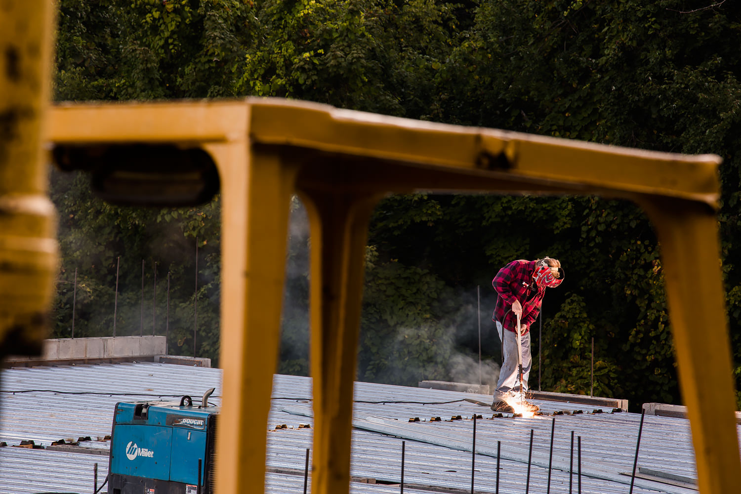 Welder works on Guiding Eyes' new Canine Development Center.